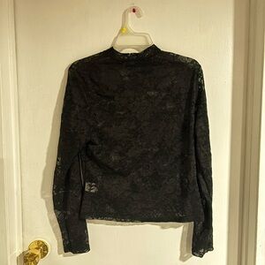 SHEIN Black Lace Overlay Blouse